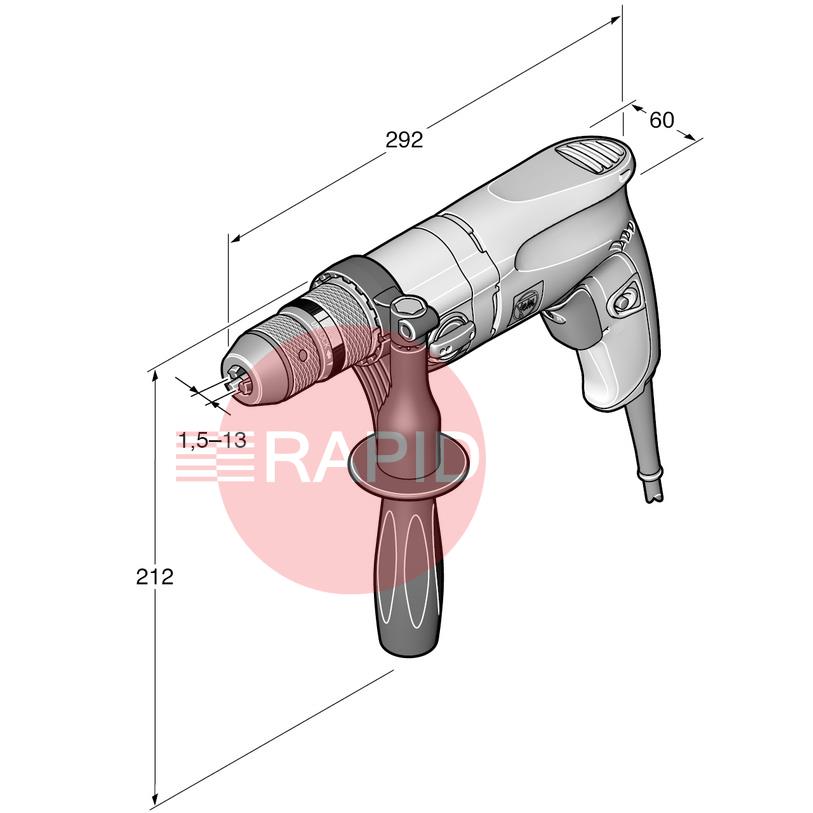 72055461000  FEIN BOP 10mm 2-Speed Rotary Drill w/ Carrying Case - 230v